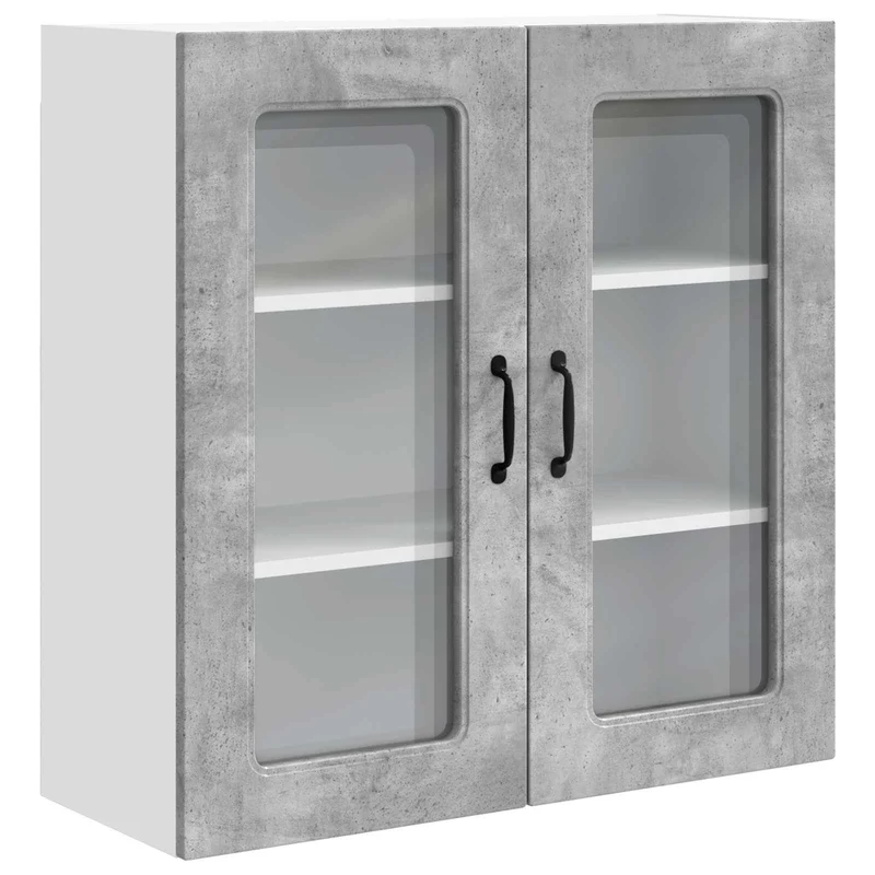 Armoire de cuisine rectangulaire moderne espace de rangement 80 x 31 x 80 cm en bois d'ingénierie gris béton 02_0053746
