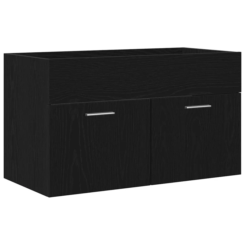 Cabinet de lavabo moderne avec grand espace de stockage 90 x 38,5 x 46 cm en bois d'ingénierie chêne noir 02_0051874
