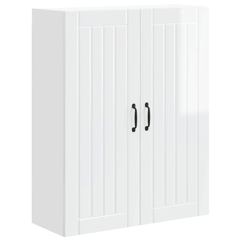 Armoire de cuisine moderne fonctionnelle 80 x 31 x 100 cm rangement pratique en bois d'ingénierie blanc brillant 02_0054166