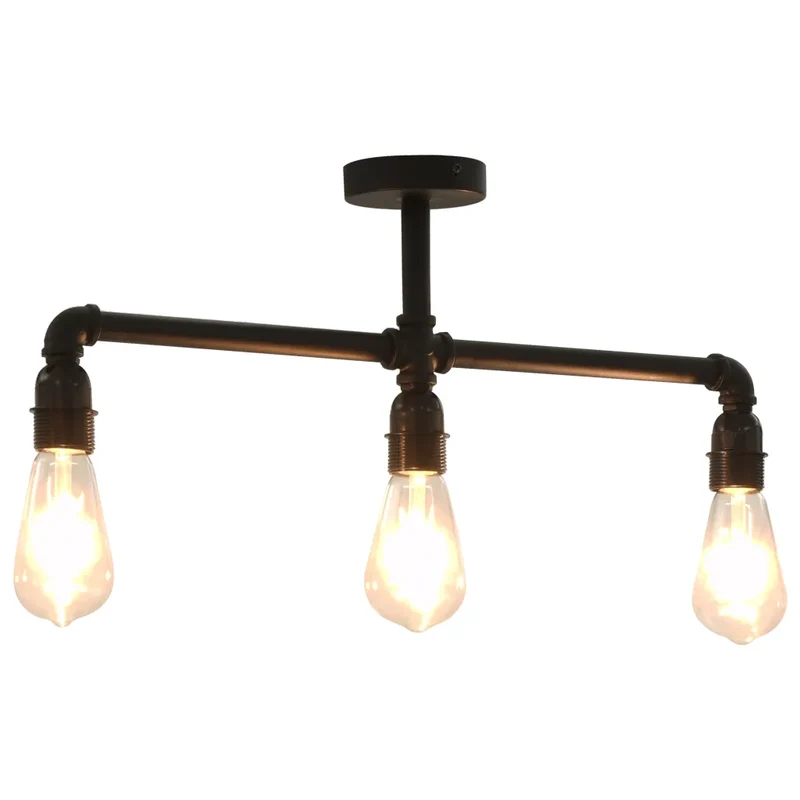 Plafonnier moderne steampunk 60 x 23 cm design élégant atmosphère cosy en métal noir 02_0046433