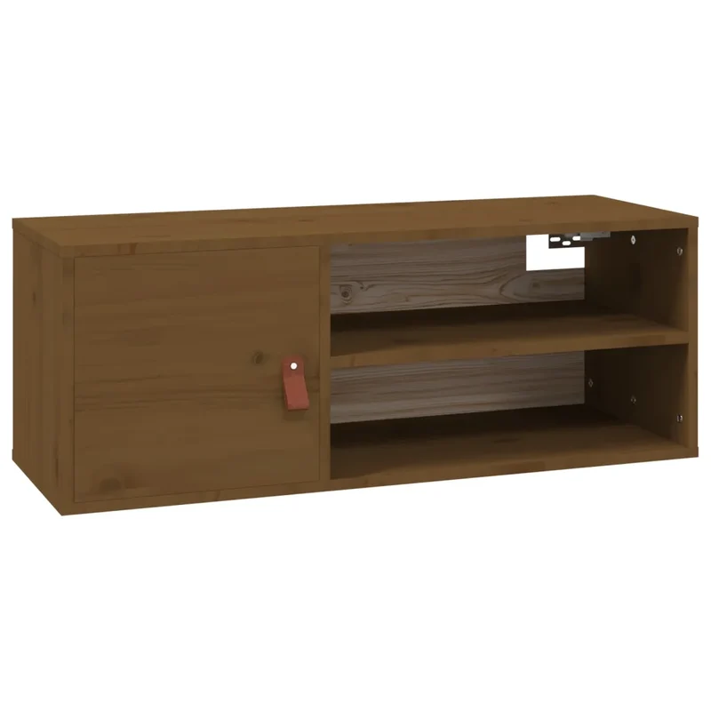Armoire murale en bois de pin design rustique 80 x 30 x 30 cm avec rangement pratique en bois marron miel 02_0048388