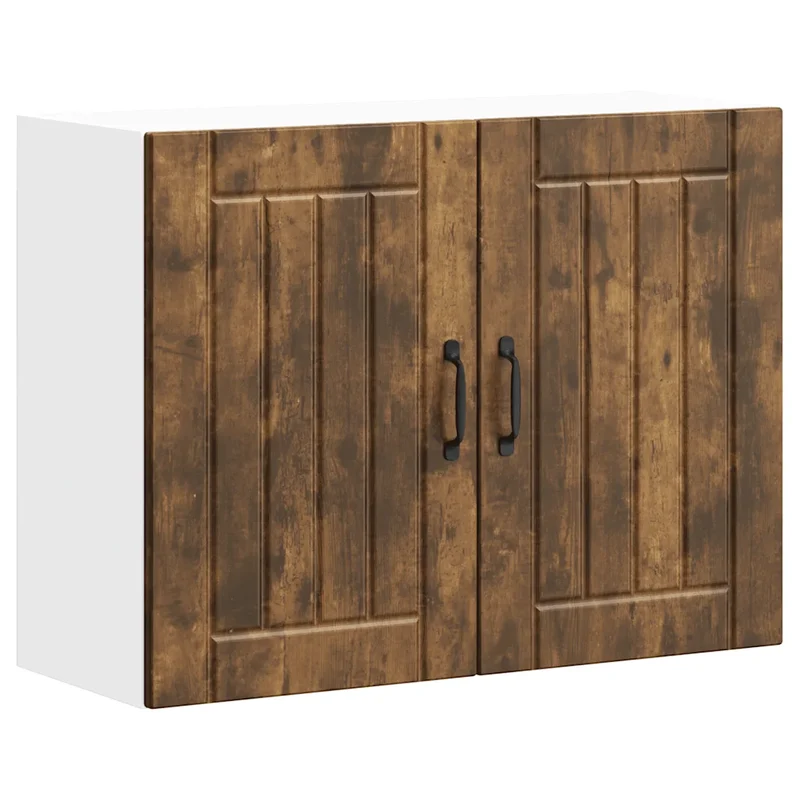 Armoire murale de cuisine design moderne 80 x 31 x 60 cm espace de rangement optimisé en bois d'ingénierie chêne fumé 02_0050177