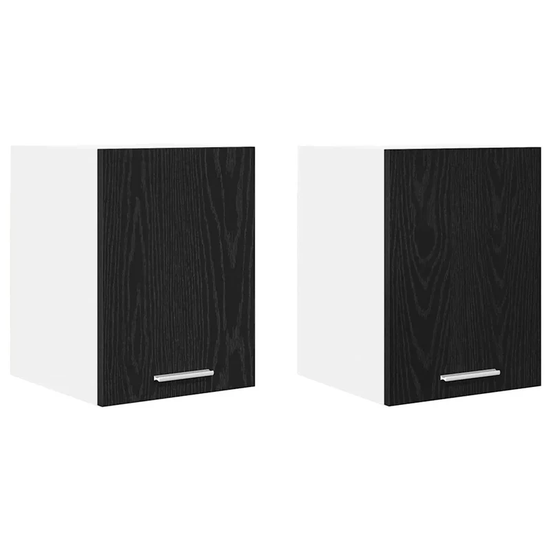 Lot de 2 armoires suspendues modernes design contemporain 30 x 31 x 40 cm grand espace de rangement en bois d'ingénierie noir 02_0053164
