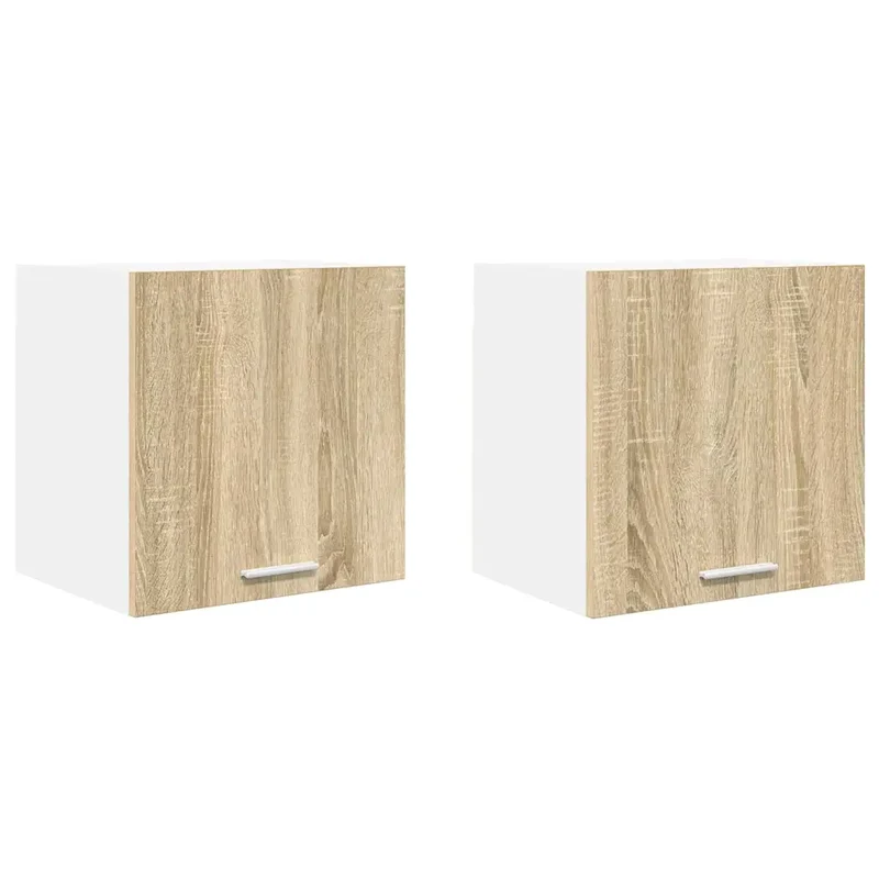 Lot de 2 armoires suspendues modernes avec porte 40 x 31 x 40 cm grand espace de rangement en bois d'ingénierie blanc 02_0053182