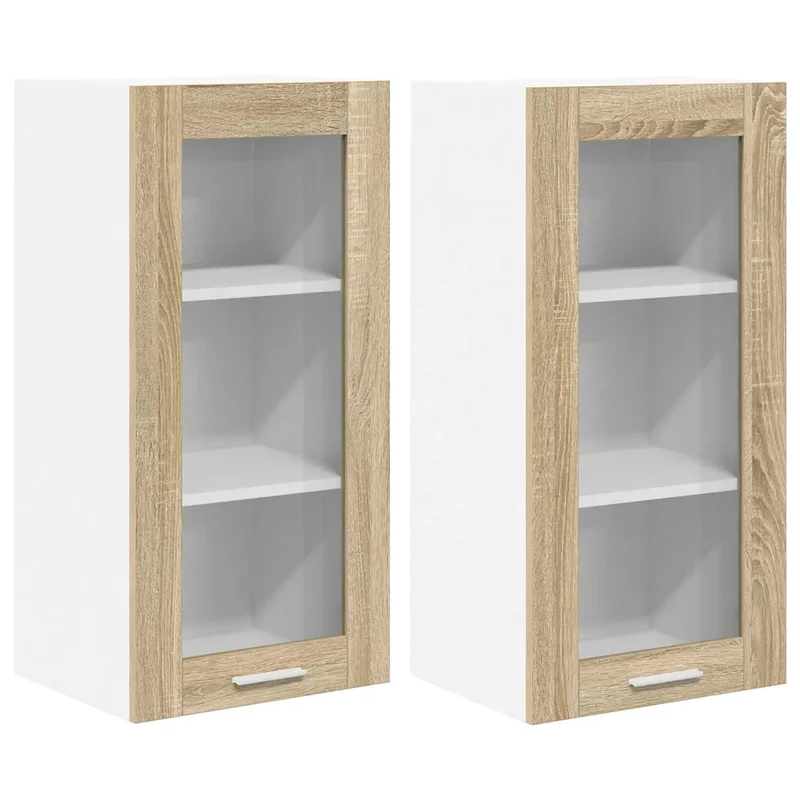 Lot de 2 armoires suspendues modernes espace de rangement 40 x 31 x 80 cm en bois d'ingénierie chêne sonoma 02_0053342
