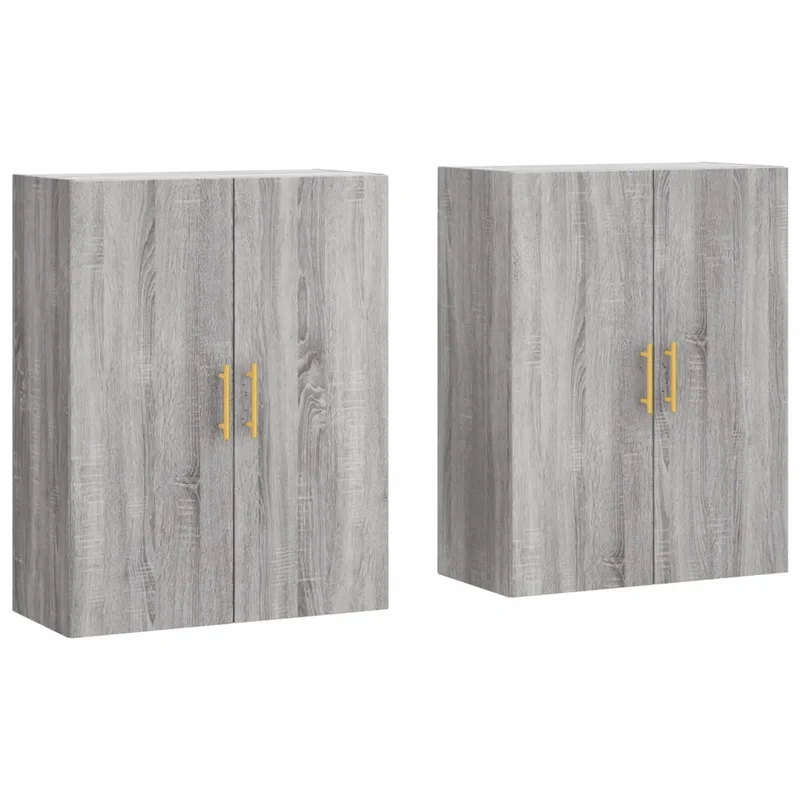 Lot de 2 armoires murales espaces de rangement 69,5 x 34 x 90 cm en bois d'ingénierie sonoma gris 02_0055357