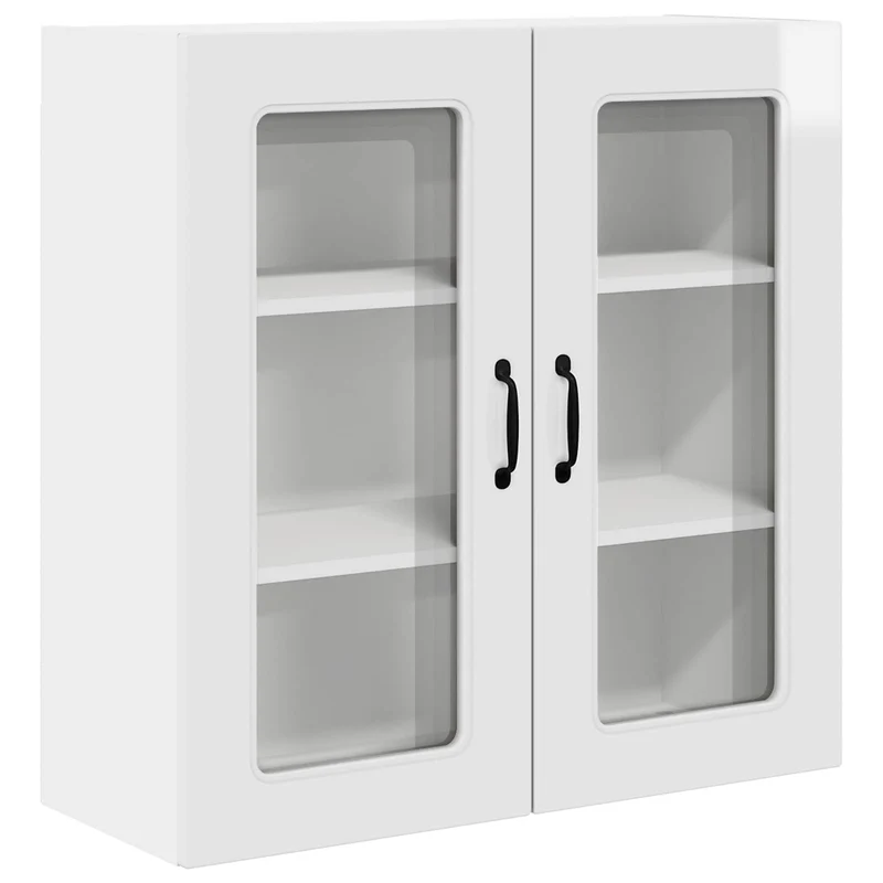 Armoire de cuisine murale moderne rangement optimisé 80 x 31 x 80 cm en bois d'ingénierie blanc brillant 02_0053747
