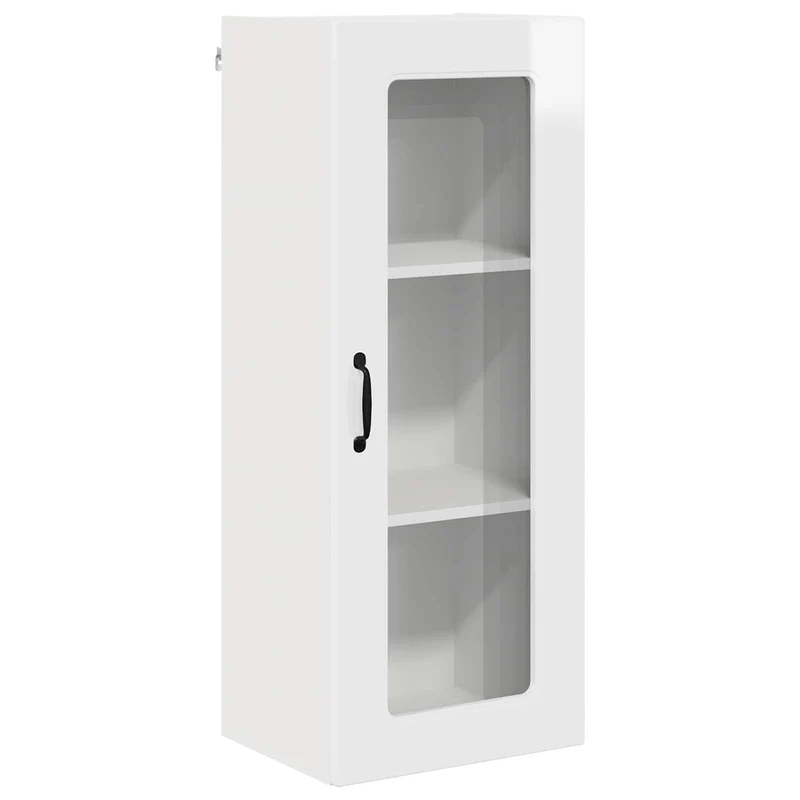 Armoire de cuisine rectangulaire moderne grand espace de rangement 40 x 31 x 100 cm en bois d'ingénierie blanc brillant 02_0053777