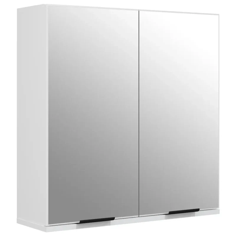 Armoire à miroir moderne élégante salle de bain rangement pratique 64 x 20 x 67 cm en bois blanc 02_0047992