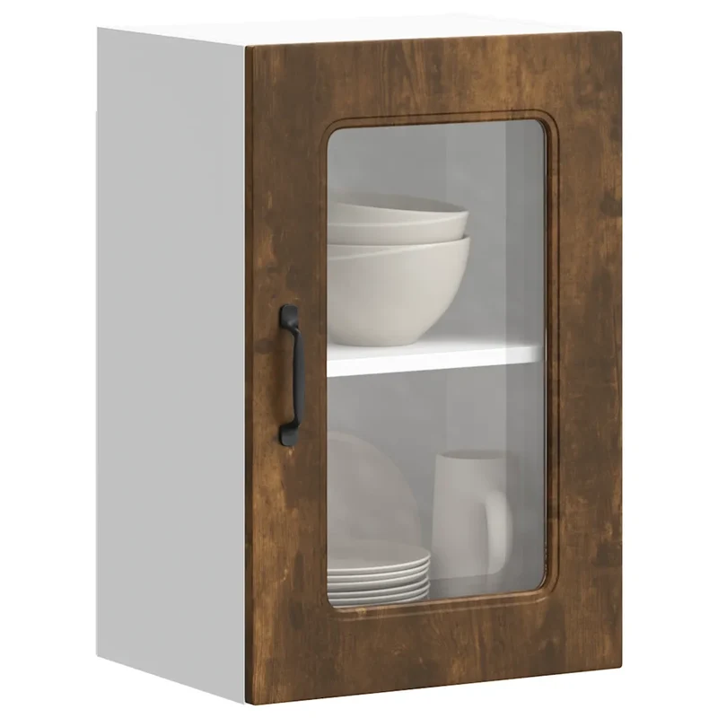 Armoire murale cuisine rangement 40 x 31 x 60 cm design moderne fonctionnelle en bois d'ingénierie chêne fumé 02_0049955