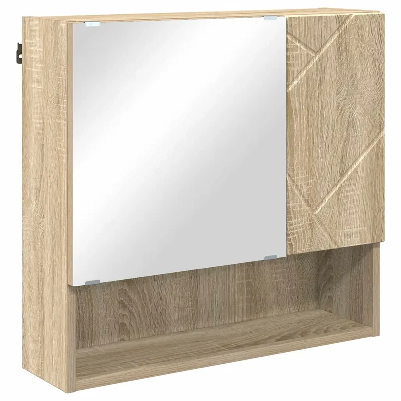 Armoire miroir moderne rangement gain de place 59 x 17 x 55 cm en bois d'ingénierie chêne sonoma 02_0052869