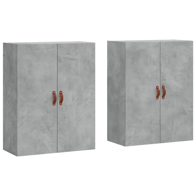 Lot de 2 armoires murales design pratique rangement 69,5 x 34 x 90 cm en bois d'ingénierie gris béton 02_0055345