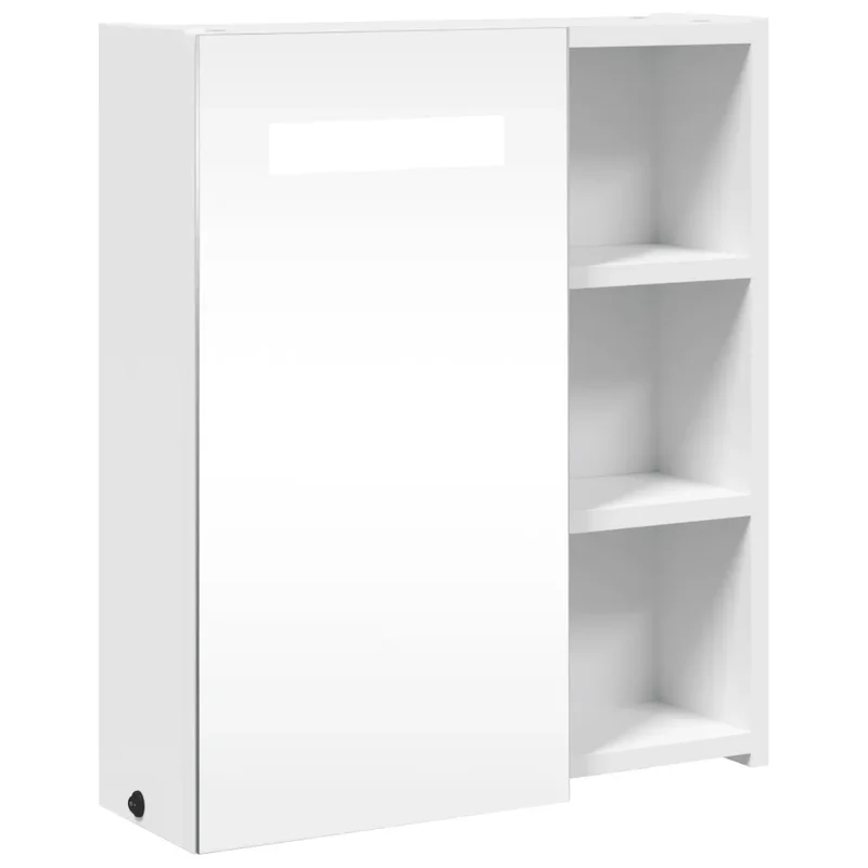 Armoire de salle de bain murale épurée rangement avec LED 45 x 13 x 52 cm en bois blanc 02_0047265