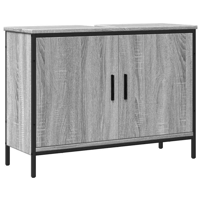 Armoire lavabo design moderne salle de bain 80 x 30 x 60 cm rangement optimisé en bois sonoma gris 02_0049449