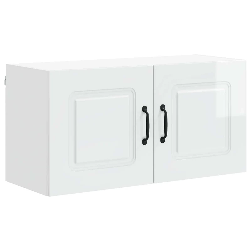 Armoire de cuisine rectangulaire moderne espace de rangement 80 x 31 x 40 cm en bois d'ingénierie blanc brillant 02_0053617