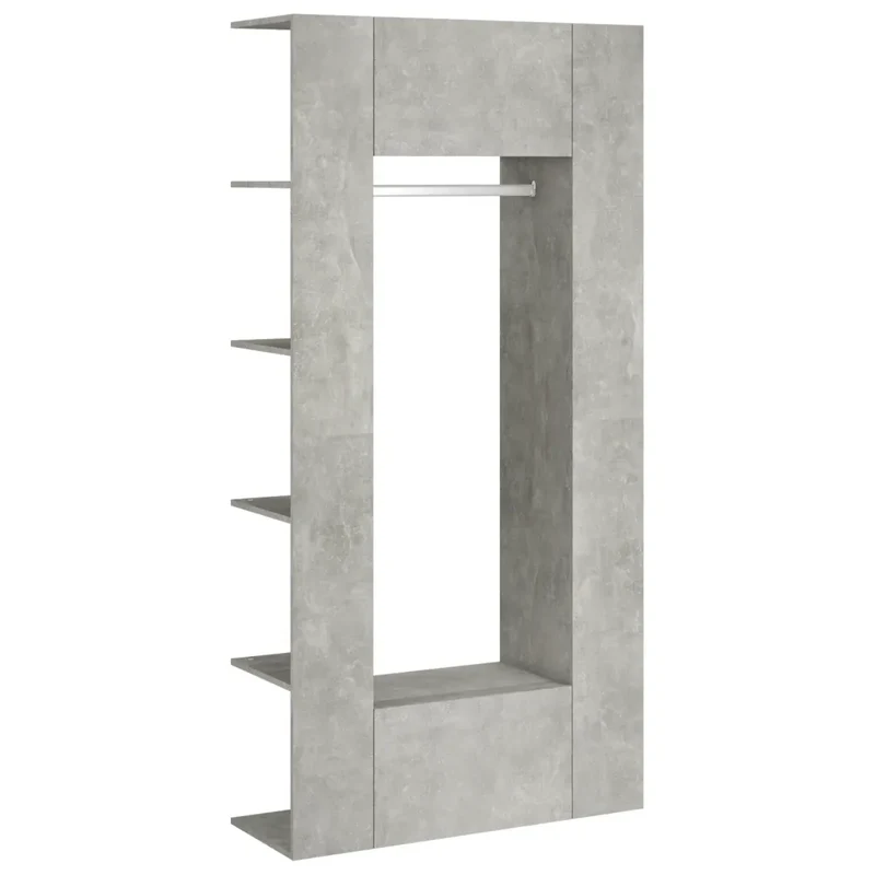 Lot de 2 armoires de couloir modernes économiseur d'espace 97,5 x 37 x 99 cm en bois d'ingénierie gris béton 02_0055134
