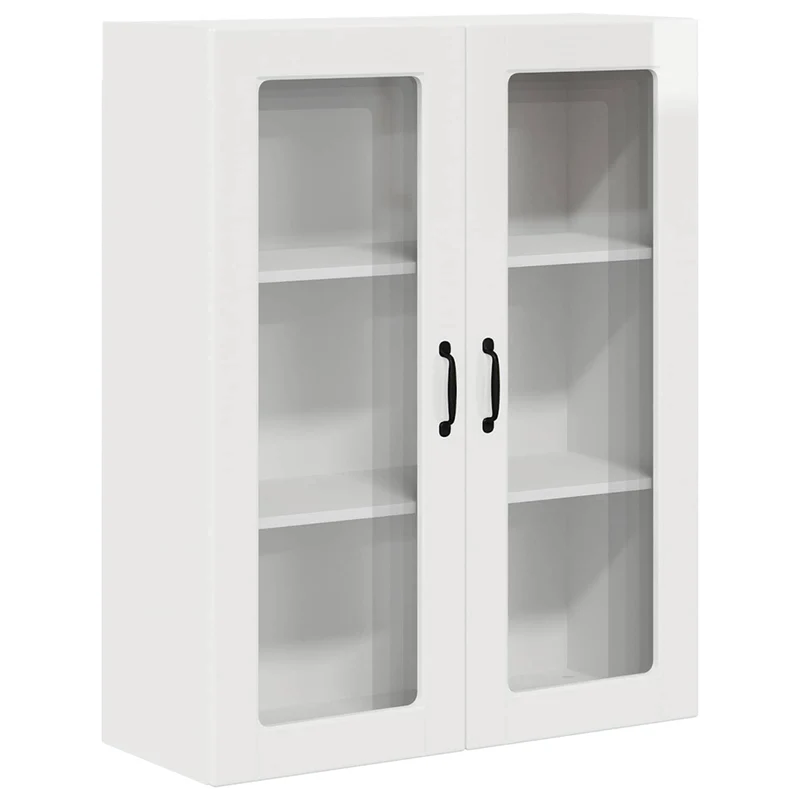Armoire de cuisine murale moderne avec 3 étagères 80 x 31 x 100 cm en bois d'ingénierie blanc brillant 02_0054496