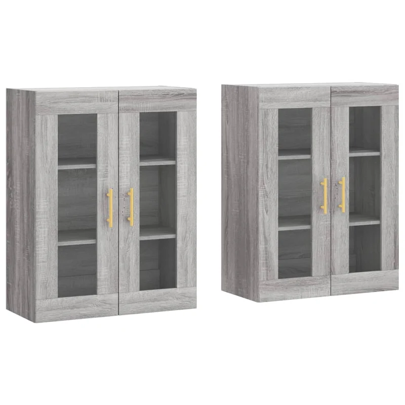 Lot de 2 armoires murales rangement mural 69,5 x 34 x 90 cm en bois d'ingénierie sonoma gris 02_0055426