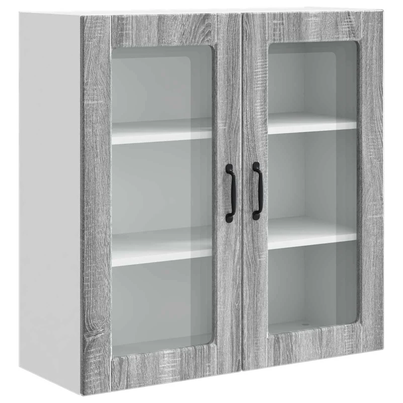 Armoire de cuisine moderne murale avec 3 étagères 80 x 31 x 80 cm en bois d'ingénierie gris sonoma 02_0054414