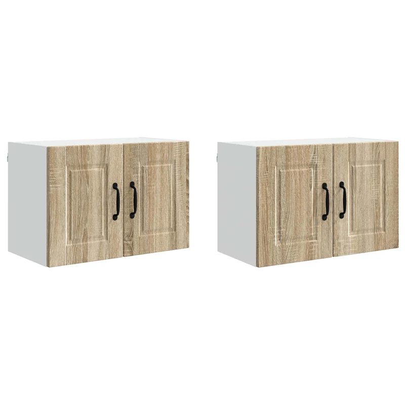 Lot de 2 armoires murales de cuisine modernes avec 4 étagères 60 x 31 x 40 cm en bois d'ingénierie chêne sonoma 02_0054265