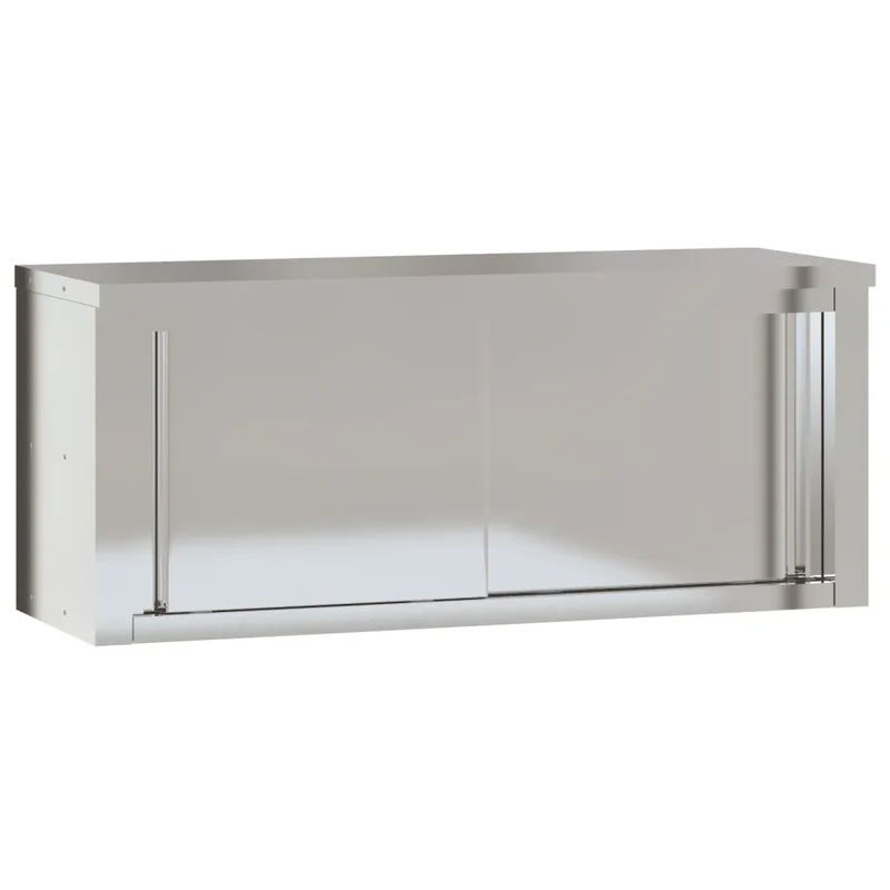 Armoire murale de cuisine avec portes coulissantes 110 x 40 x 46 cm design hygiénique argenté en acier inoxydable 02_0047578