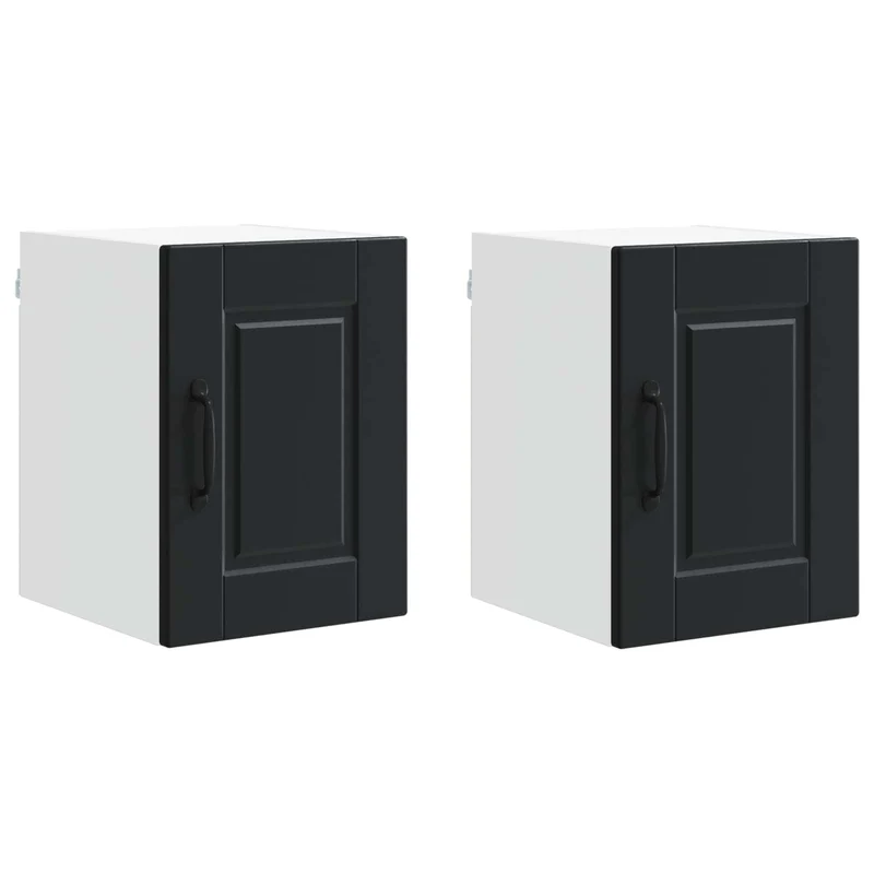 Lot de 2 armoires murales de cuisine moderne noir 30 x 31 x 40 cm en bois d'ingénierie noir 02_0054204