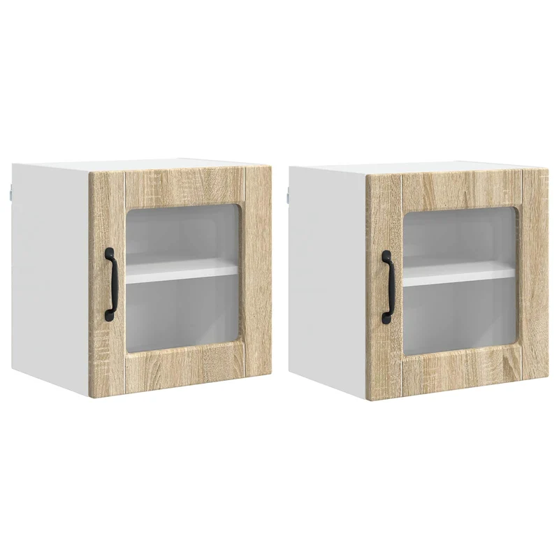 Lot de 2 armoires murales de cuisine modernes avec étagères 40 x 31 x 40 cm en bois d'ingénierie chêne sonoma 02_0054186