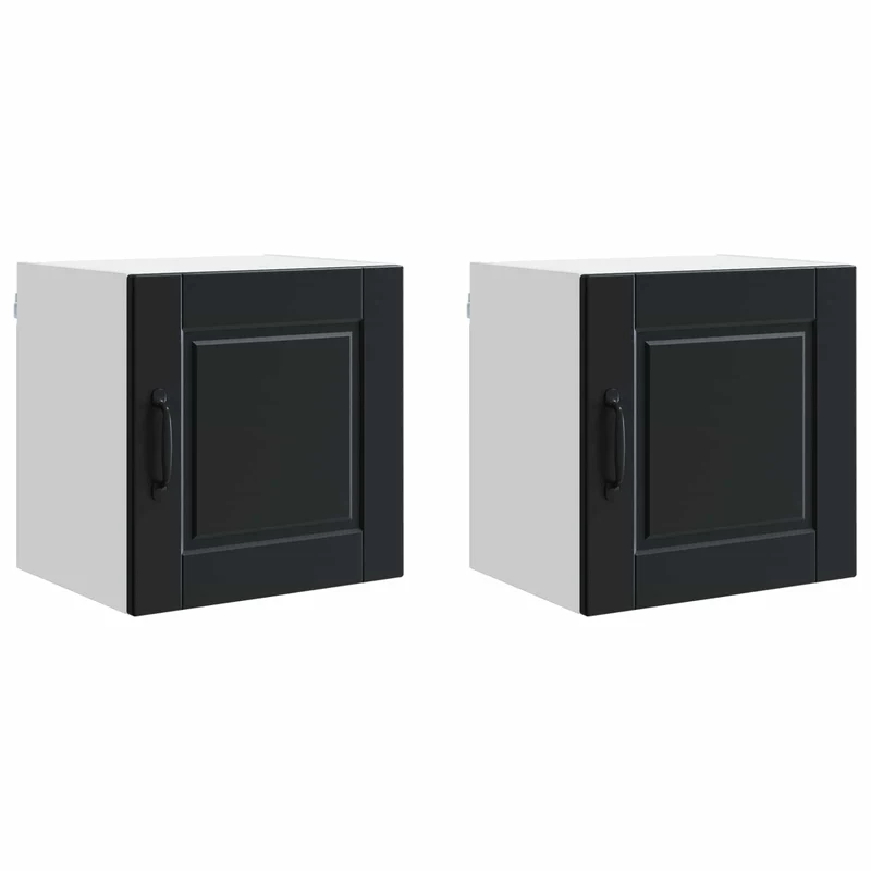 Lot de 2 armoires murales cuisine moderne rangement pratique 40 x 31 x 40 cm en bois d'ingénierie noir 02_0054224