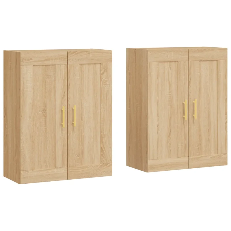 Lot de 2 armoires murales pratiques style moderne 69,5 x 34 x 90 cm en bois d'ingénierie chêne sonoma 02_0055466