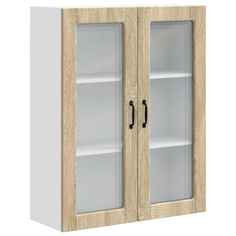 Armoire de cuisine murale moderne avec étagères 80 x 31 x 100 cm rangement pratiques finition élégante en bois d'ingénierie chêne sonoma 02_0054495