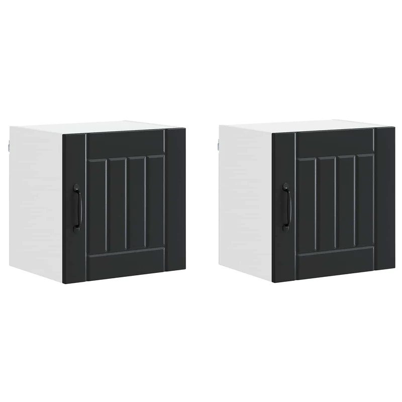 Lot de 2 armoires murales modernes et épurées 40 x 31 x 40 cm en bois d'ingénierie noir 02_0053906