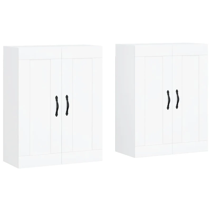 Lot de 2 armoires murales pratiques rangement moderne 69,5 x 34 x 90 cm en bois d'ingénierie blanc 02_0055470