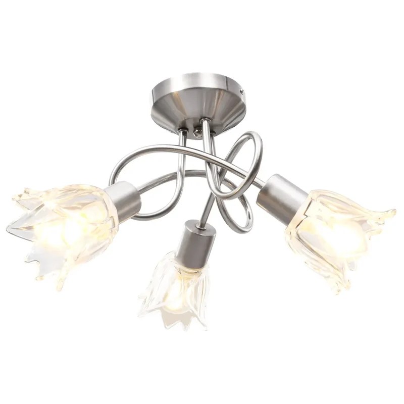 Plafonnier avec abat-jour tulipe style contemporain salon 37 x 23,5 cm en acier chromé transparent 02_0046490