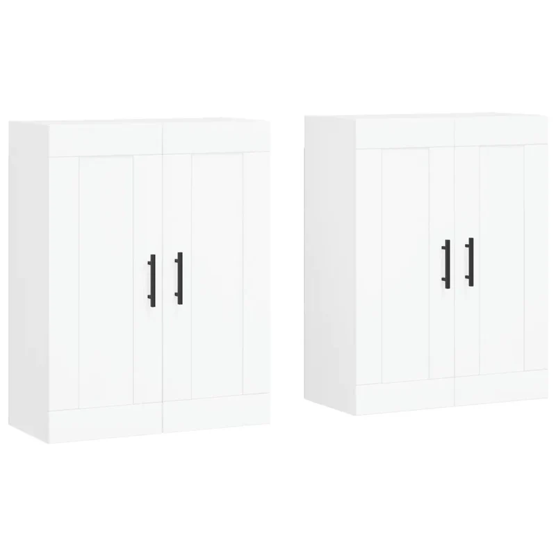Lot de 2 armoires murales pratiques rangement polyvalent 69,5 x 34 x 90 cm en bois d'ingénierie blanc 02_0055491