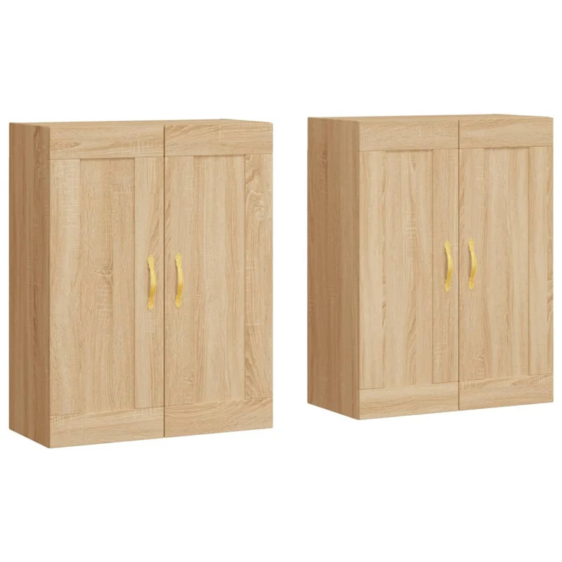 Lot de 2 armoires murales modernes espace de rangement 69,5 x 34 x 90 cm en bois d'ingénierie chêne sonoma 02_0055498