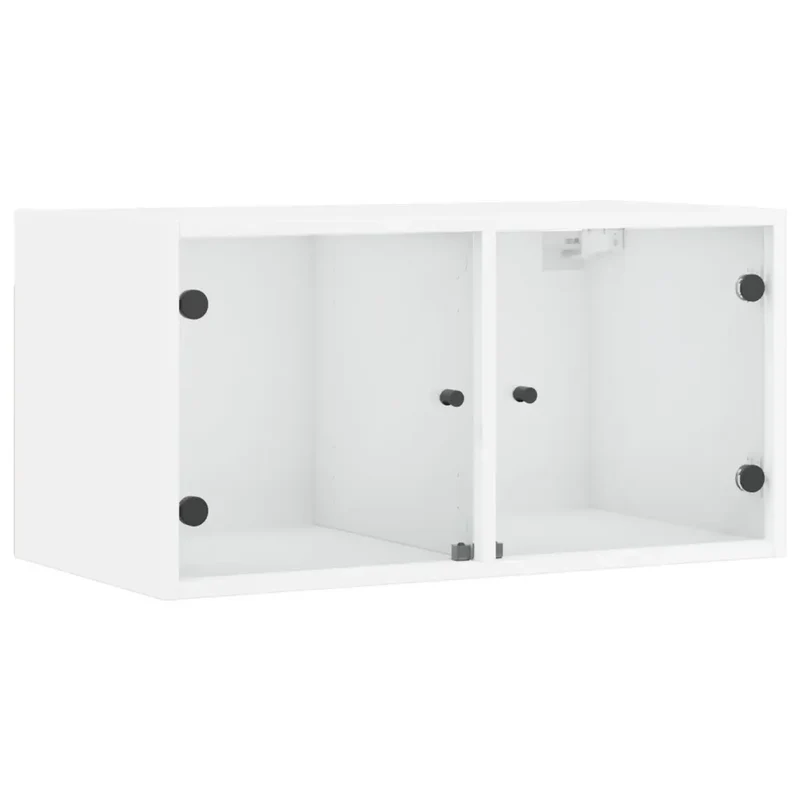 Armoire murale avec portes en verre blanc 68,5 x 37 x 35 cm style élégant rangement pratique en bois blanc 02_0049337