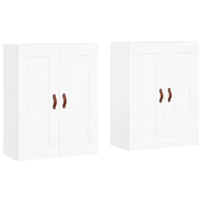 Lot de 2 armoires murales élégantes rangement pratique 69,5 x 34 x 90 cm en bois d'ingénierie blanc 02_0055461