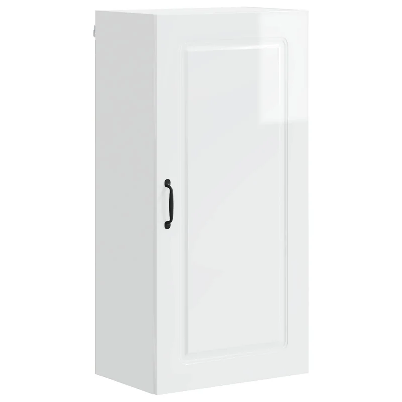 Armoire de cuisine rectangulaire moderne avec grand espace de rangement 50 x 31 x 100 cm en bois d'ingénierie blanc brillant 02_0053807