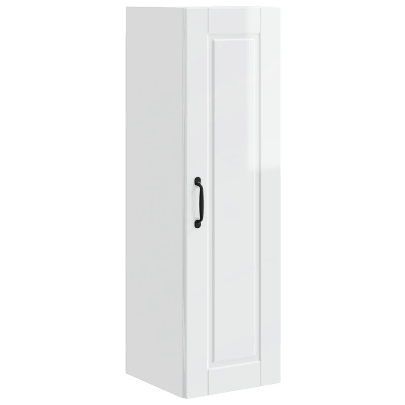 Armoire de cuisine murale moderne avec étagères 30 x 31 x 100 cm design épuré en bois d'ingénierie blanc brillant 02_0054451