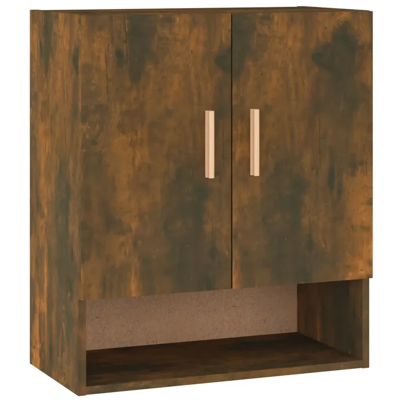 Armoire murale scandinave fonctionnelle pour rangement 60 x 31 x 70 cm en bois d'ingénierie chêne fumé 02_0048335