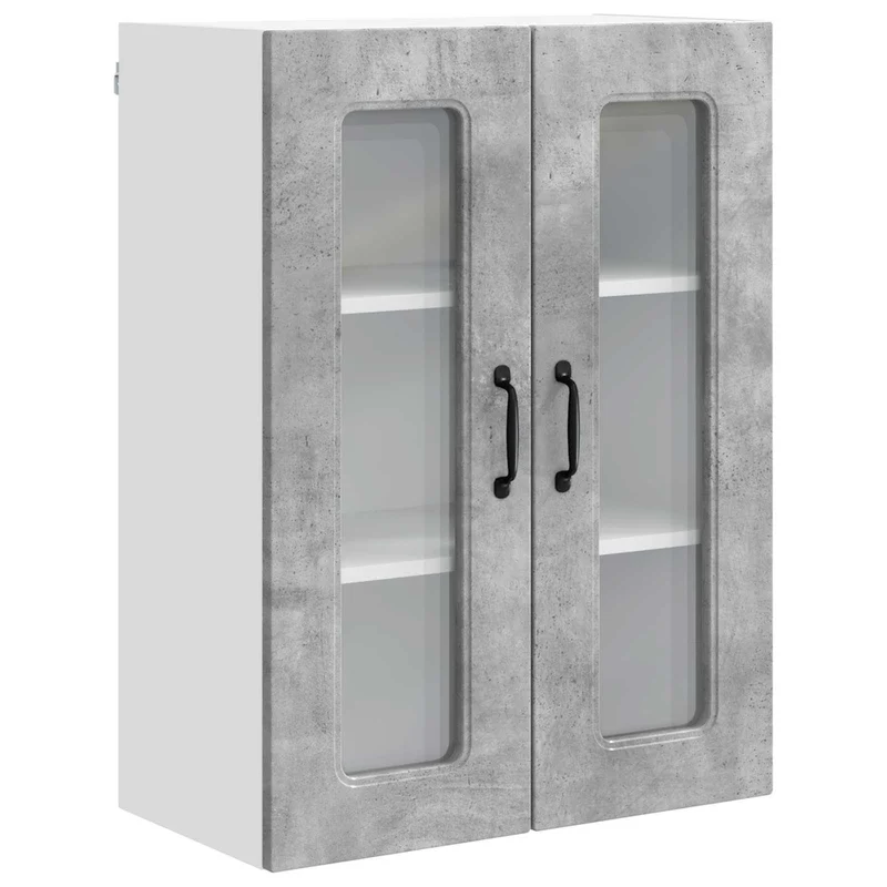 Armoire de cuisine rectangulaire moderne grande capacité 60 x 31 x 80 cm en bois d'ingénierie gris béton 02_0053766