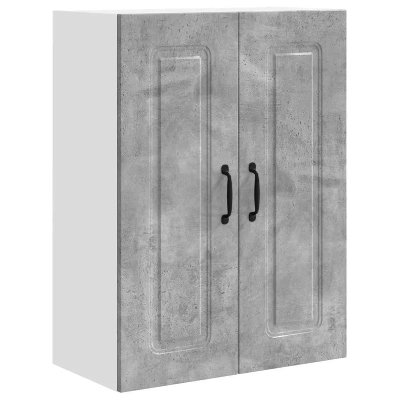 Armoire de cuisine moderne rectangulaire 60 x 31 x 80 cm grand espace de stockage épuré en bois d'ingénierie gris béton 02_0053726