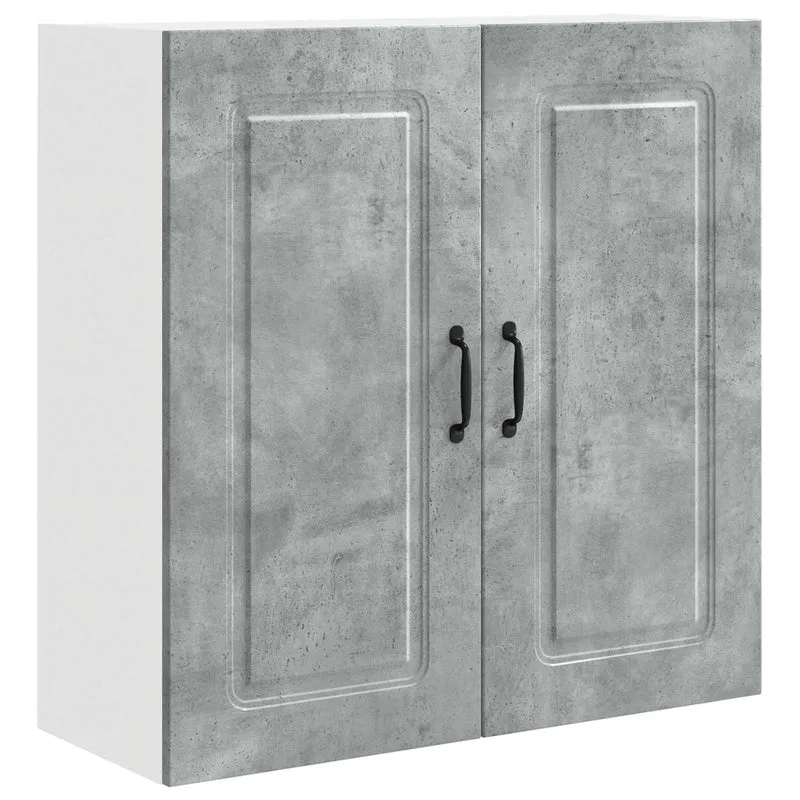 Armoire de cuisine rectangulaire moderne avec grand espace de stockage 80 x 31 x 80 cm en bois d'ingénierie gris béton 02_0053736
