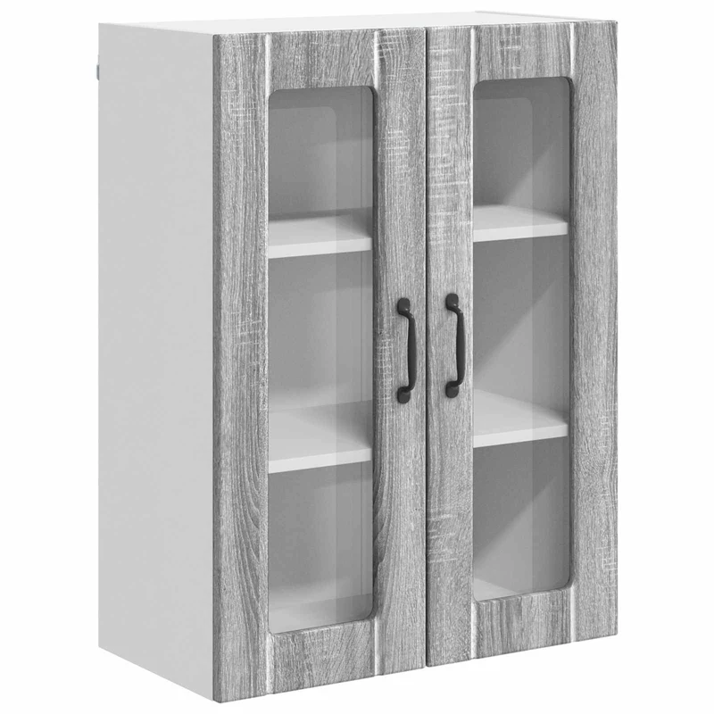 Armoire de cuisine moderne rectangulaire avec compartiments pratiques 60 x 31 x 80 cm en bois d'ingénierie gris sonoma 02_0054108