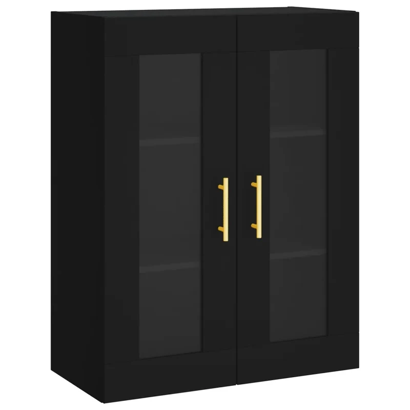 Armoire murale suspendue noire rangement espace gain design élégant 69 x 34 x 90 cm en bois noir 02_0048618