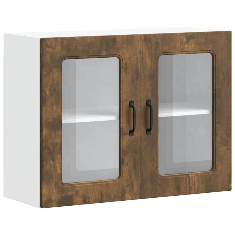 Armoire murale de cuisine moderne chêne fumé 80 x 31 x 60 cm rangement optimisé design épuré en bois d'ingénierie 02_0050017