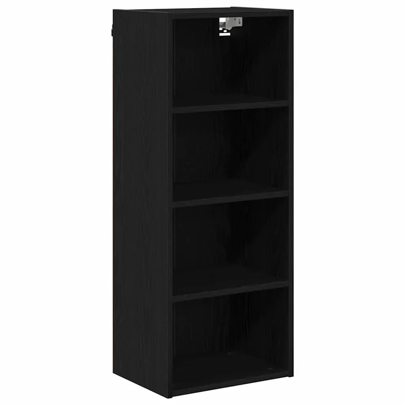 Armoire suspendue moderne cuisine rangement espace de stockage 40 x 29,5 x 100 cm en bois d'ingénierie noir 02_0053506
