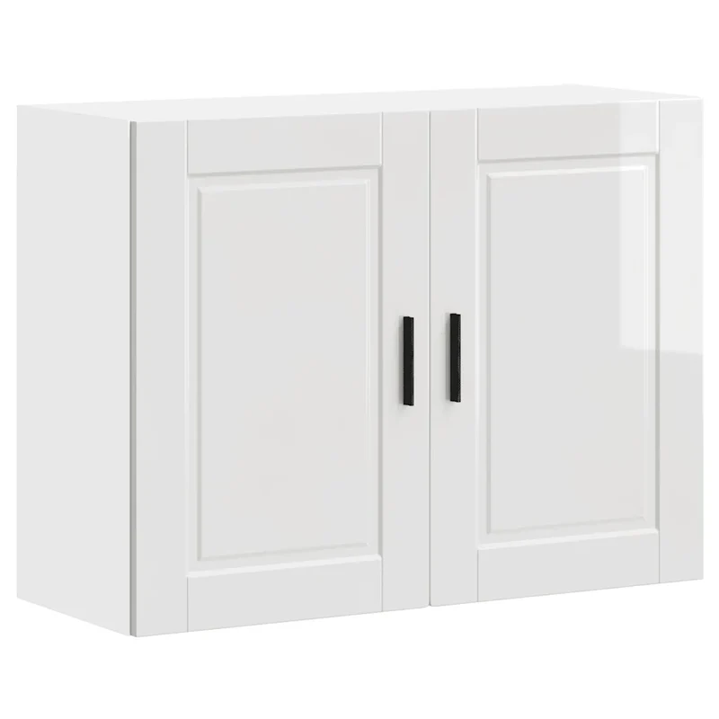 Armoire murale de cuisine moderne 80 x 31 x 60 cm grand espace de rangement blanche en bois d'ingénierie blanc brillant 02_0050374
