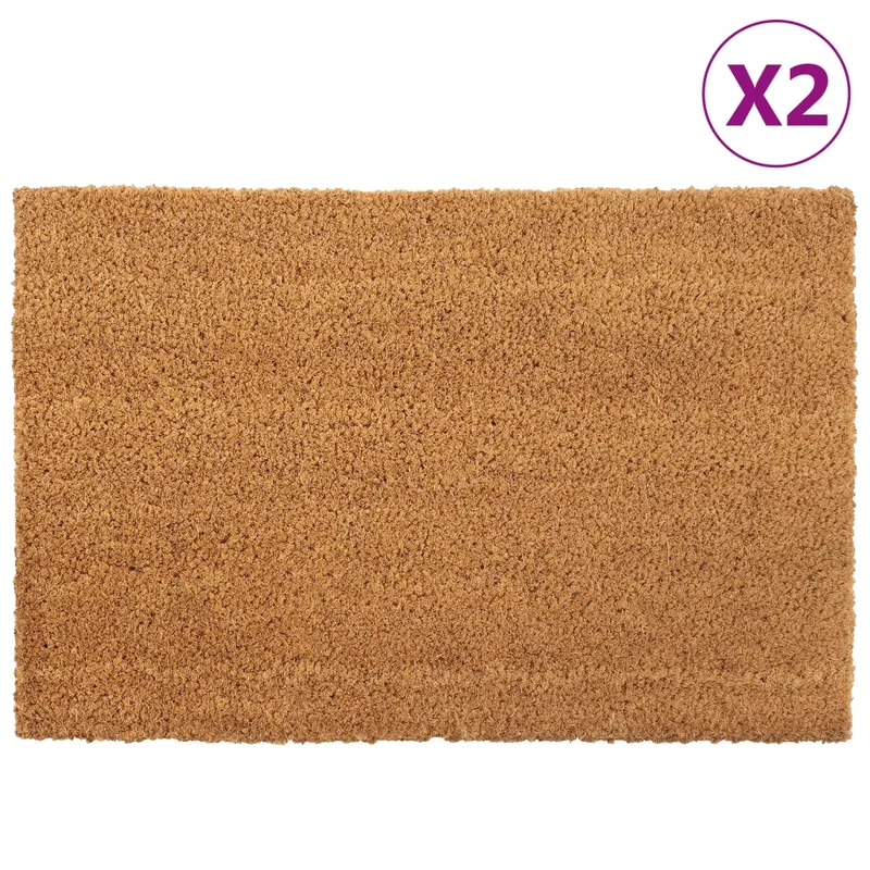Lot de 2 tapis de porte touffetés intérieur extérieur antidérapants 40 x 60 cm en fibre de coco naturel 02_0046151