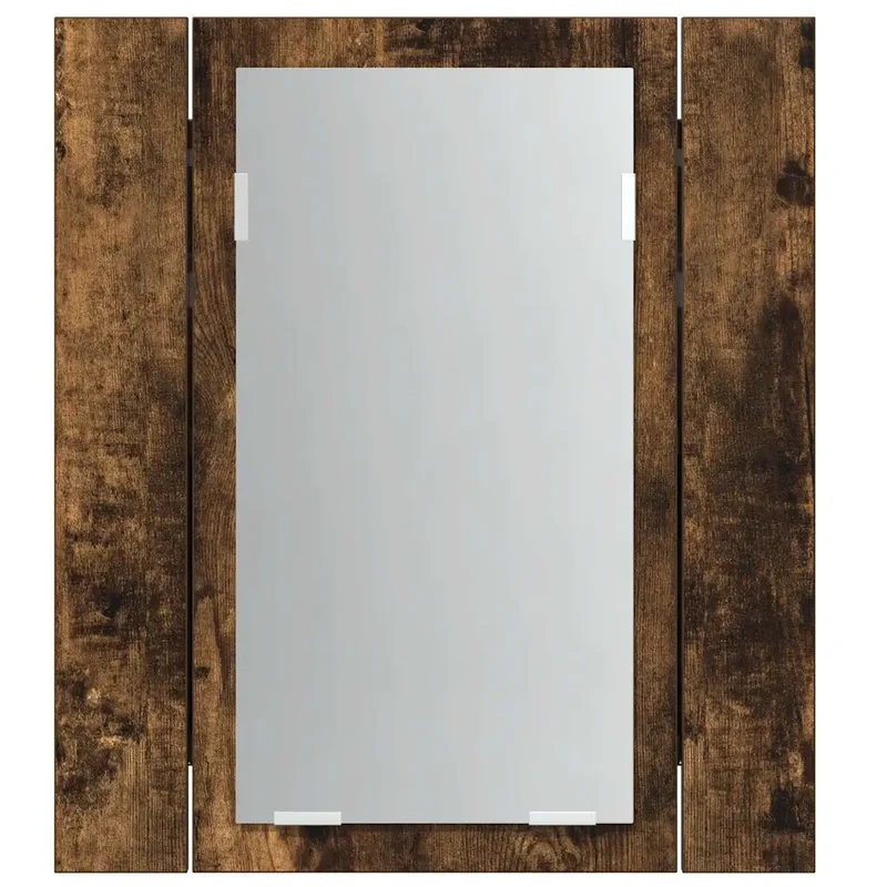 Armoire à miroir LED murale moderne salle de bain 40 x 12 x 45 cm espace de rangement élégant en bois chêne fumé 02_0048477